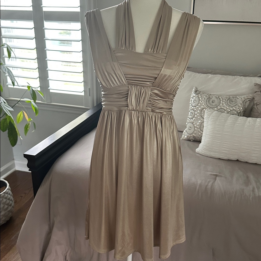 BCBG Elegant Gold Sleeveless Dress